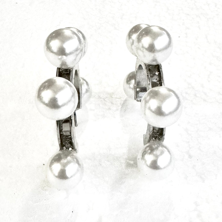 Jupiter Silver Color Pearls Hoops Earrings