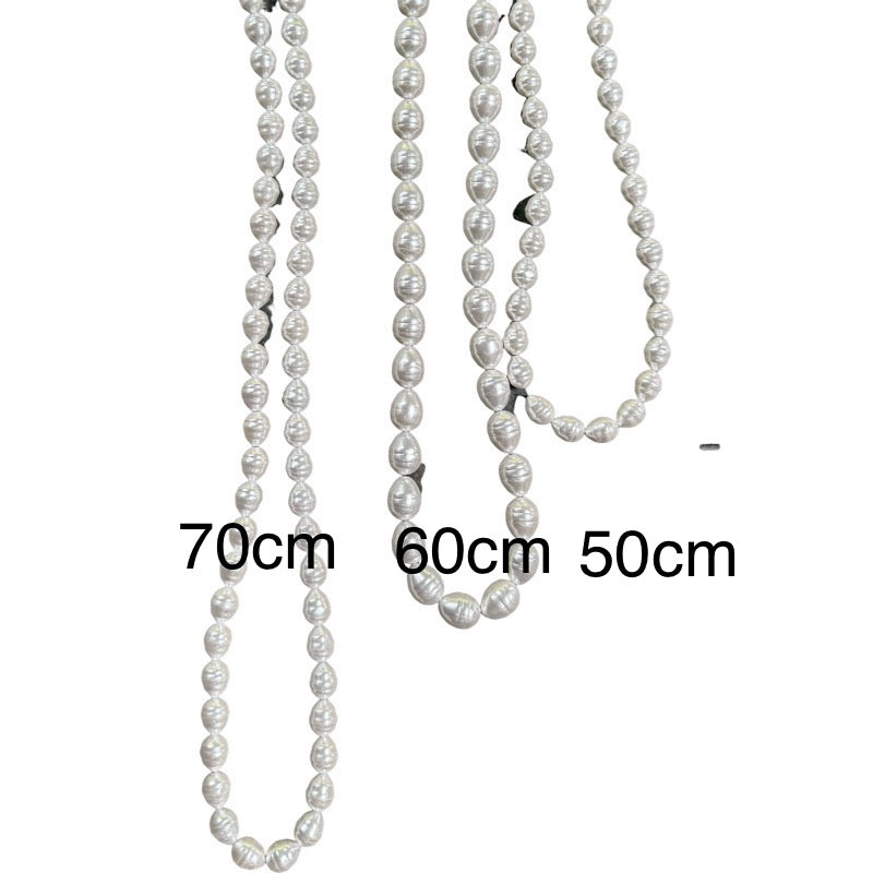 Set of 2 Long Chunky Pearls Trend Necklace