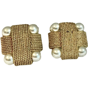 Vintage Square Multi Stone Stud Earrings