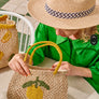 LEMON JUTE BAG X-SMALL / TURQUOISE TRIPES