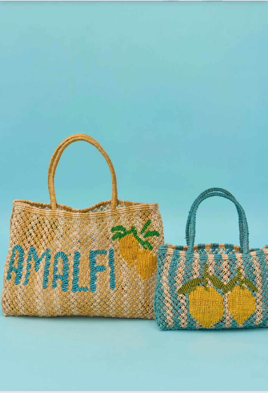 AMALFI JUTE  BAG -SMALL /YELLOW  STRIPES