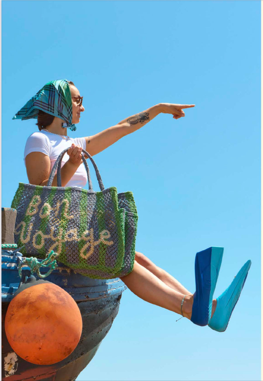 BON VOYAGE JUTE BAG - LARGE / TURQUOISE