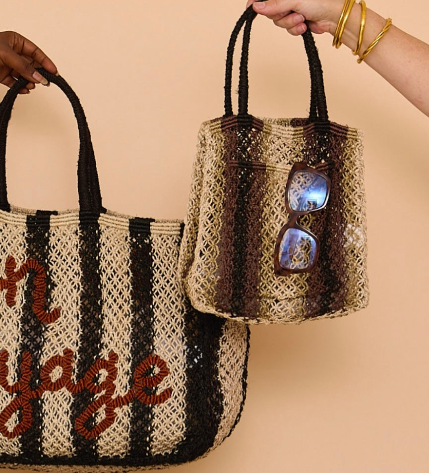 MULTI STRIPES JUTE BAG - SMALL