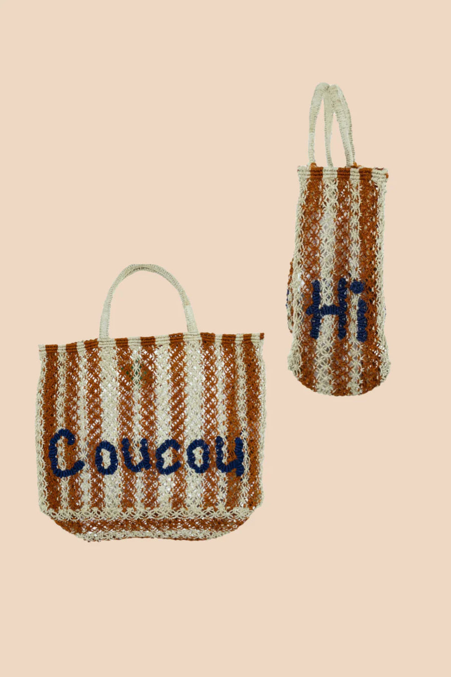 COU COU JUTE BAG - SMALL /BLUE STRIPES