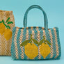 LEMON JUTE BAG X-SMALL / TURQUOISE TRIPES