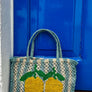LEMON JUTE BAG X-SMALL / TURQUOISE TRIPES