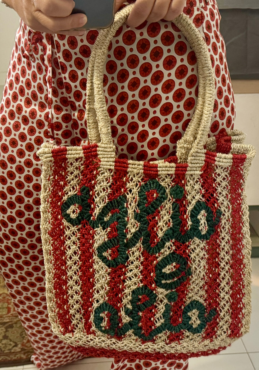 OGLIO &  OLIO JUTE AND BAG -SMALL /  RED STRIPES