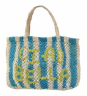 CIAO BELLA JUTE  BAG -SMALL / STRIPES TURQUOISE  /  Available PRE-ORDER