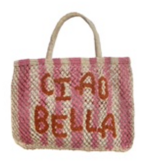CIAO BELLA JUTE  BAG -SMALL / STRIPES PINK /  Available PRE-ORDER