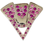 Decorative item with pink and clear gemstones on a white background