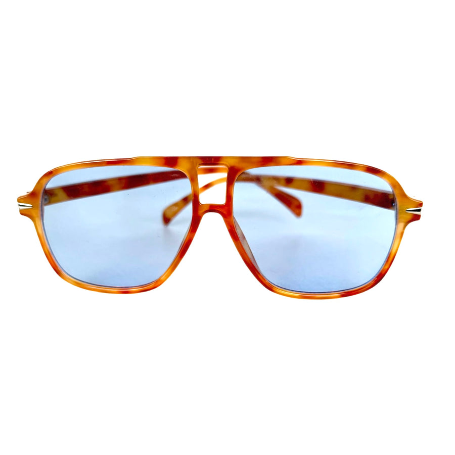 Orange / Blue Aviator Oval Trendy Sunglasses