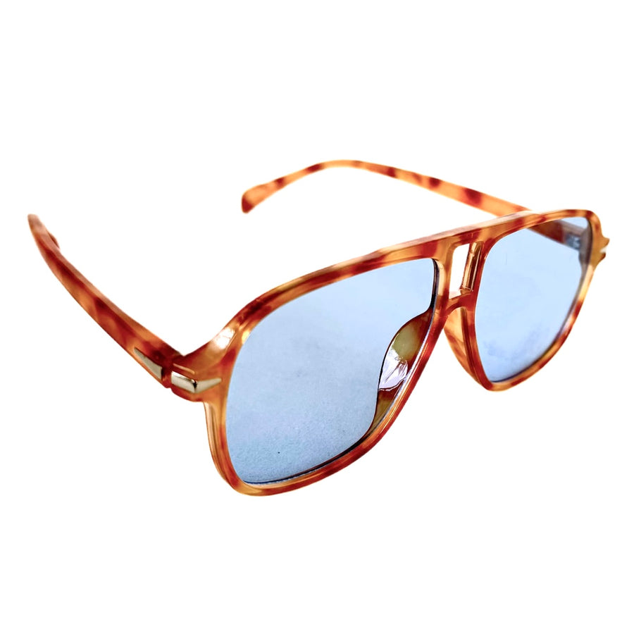 Orange / Blue Aviator Oval Trendy Sunglasses