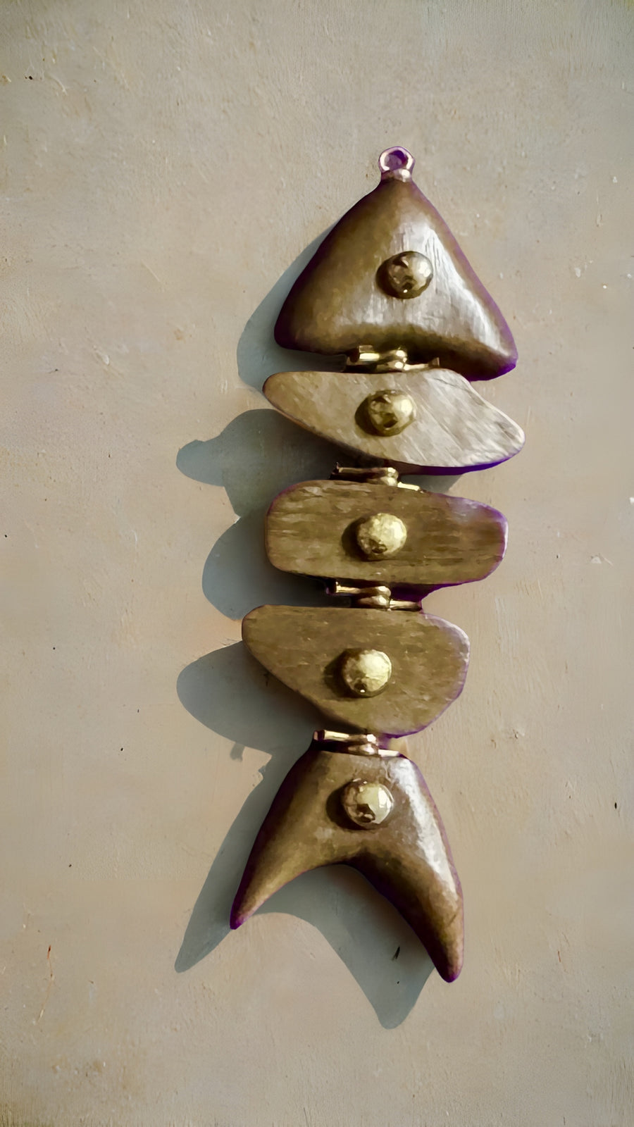 Wooden Fish Charm with Cabouchon