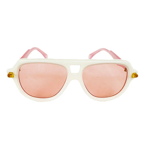 White / French Rose Aviator  Trendy Sunglasses
