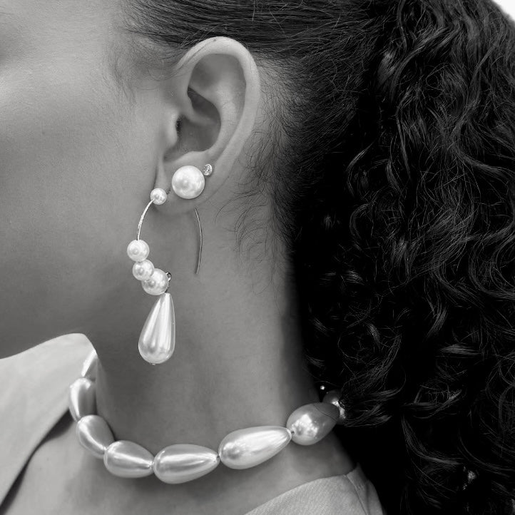 Pearl Hook Circular  Earrings