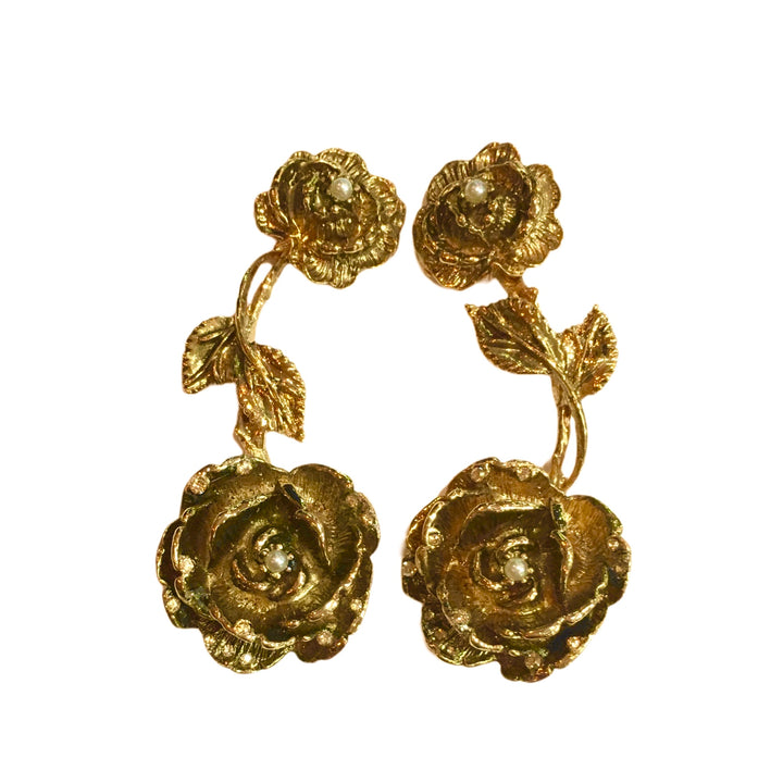 Vintage Doble Rose Stud Earring