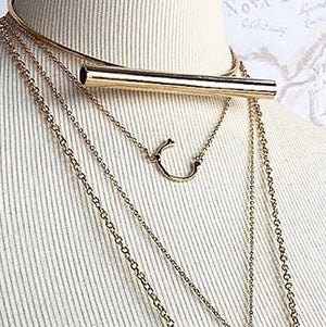 Gold Plated Tube Choker Necklace