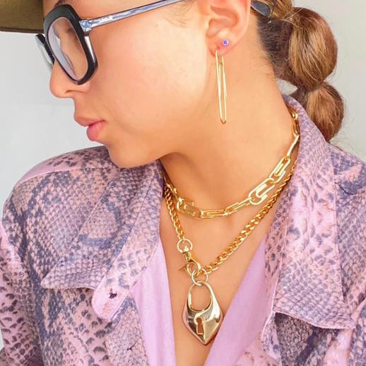 Gold Plated Locked Heart Pendant Necklace