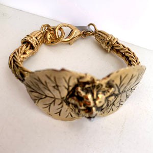 Gold Plated Lion & Leaves Bracelet