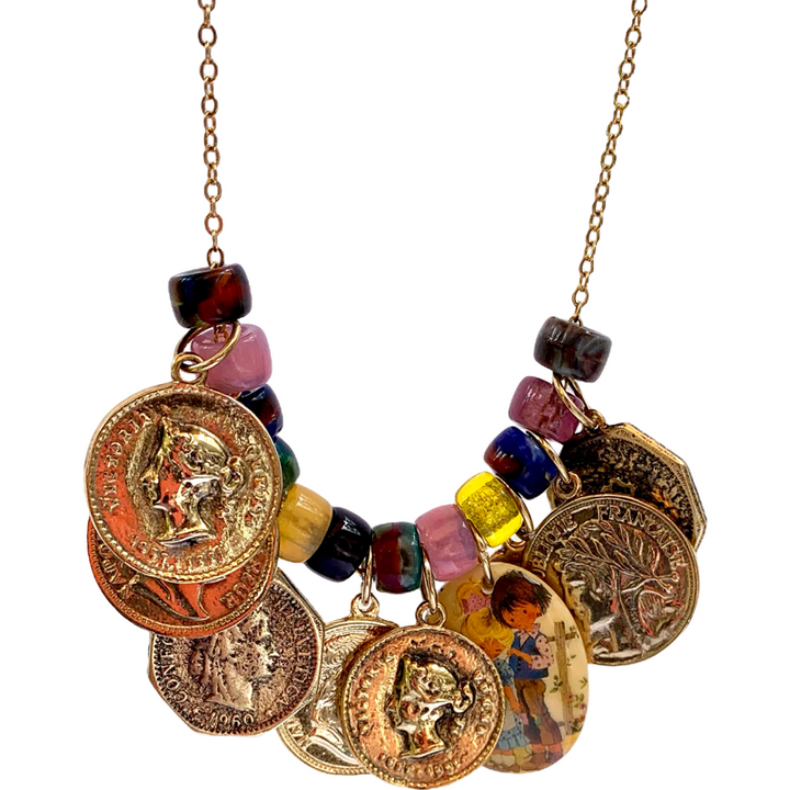 Assorted Upcycled Coins Necklace