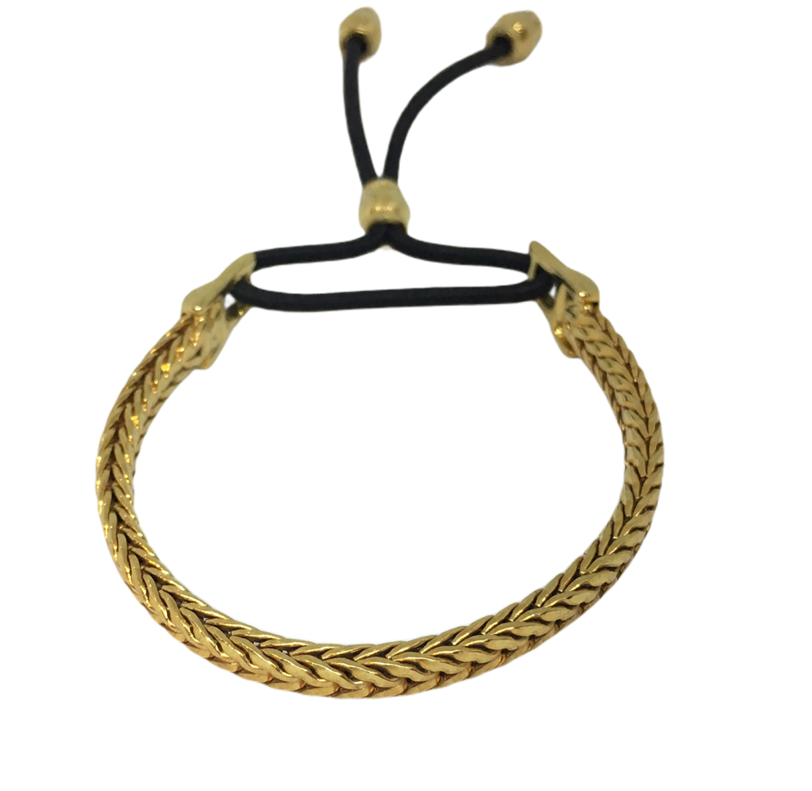 Set of 3 Adjustable Gold Plated Braided  Chain Bracelet