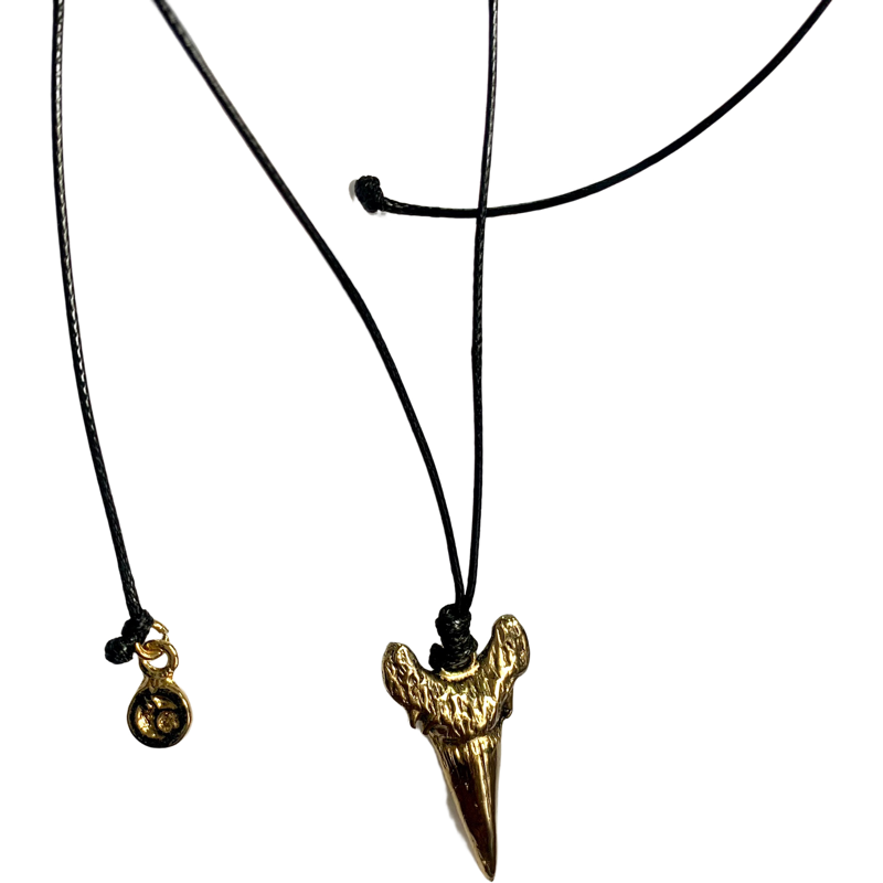 X-SMALL  GOLD PLATED SHARK  TOOTH CORD NECKLACE