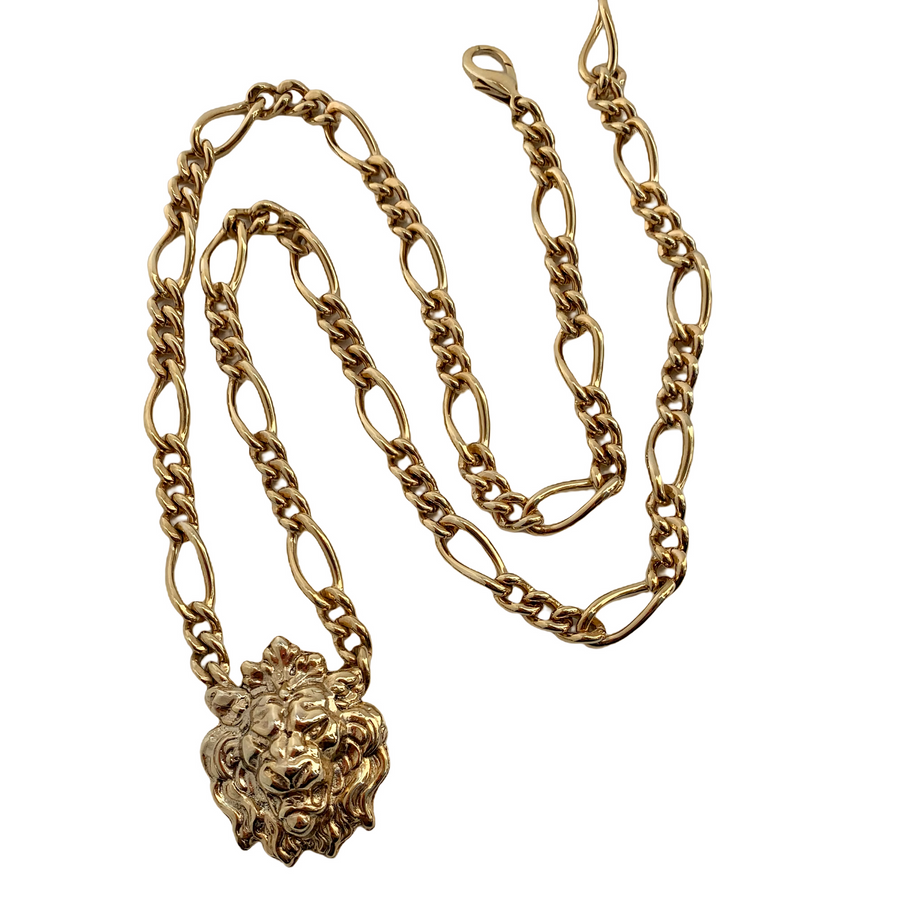Gold Plated Lion Head Pendant Necklace