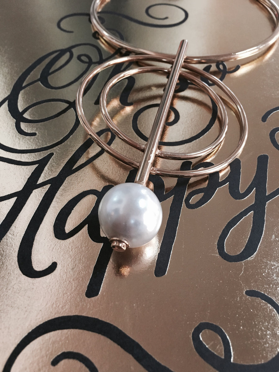 Doble Circle Pearl Ring Necklace