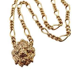 Gold Plated Lion Head Pendant Necklace
