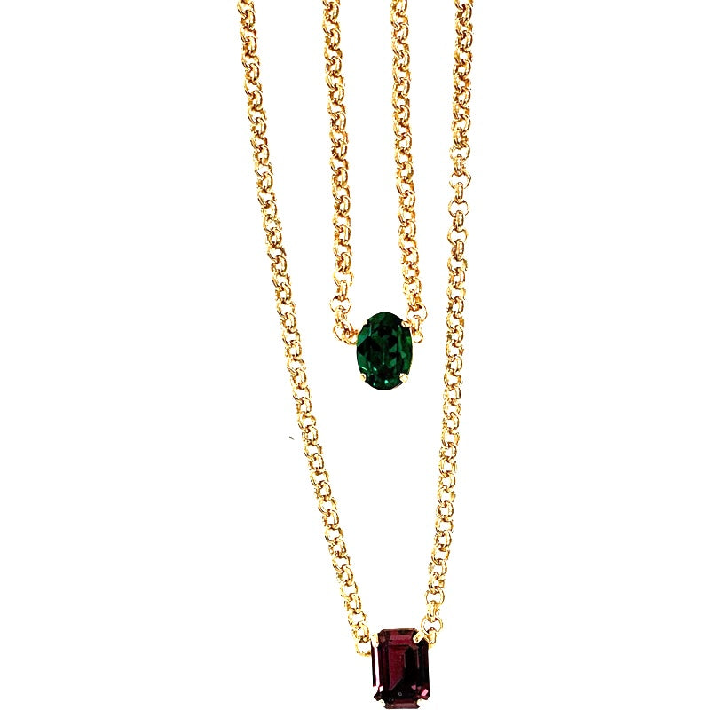 BRIGHT COLORS CRYSTAL PENDANT  NECKLACE