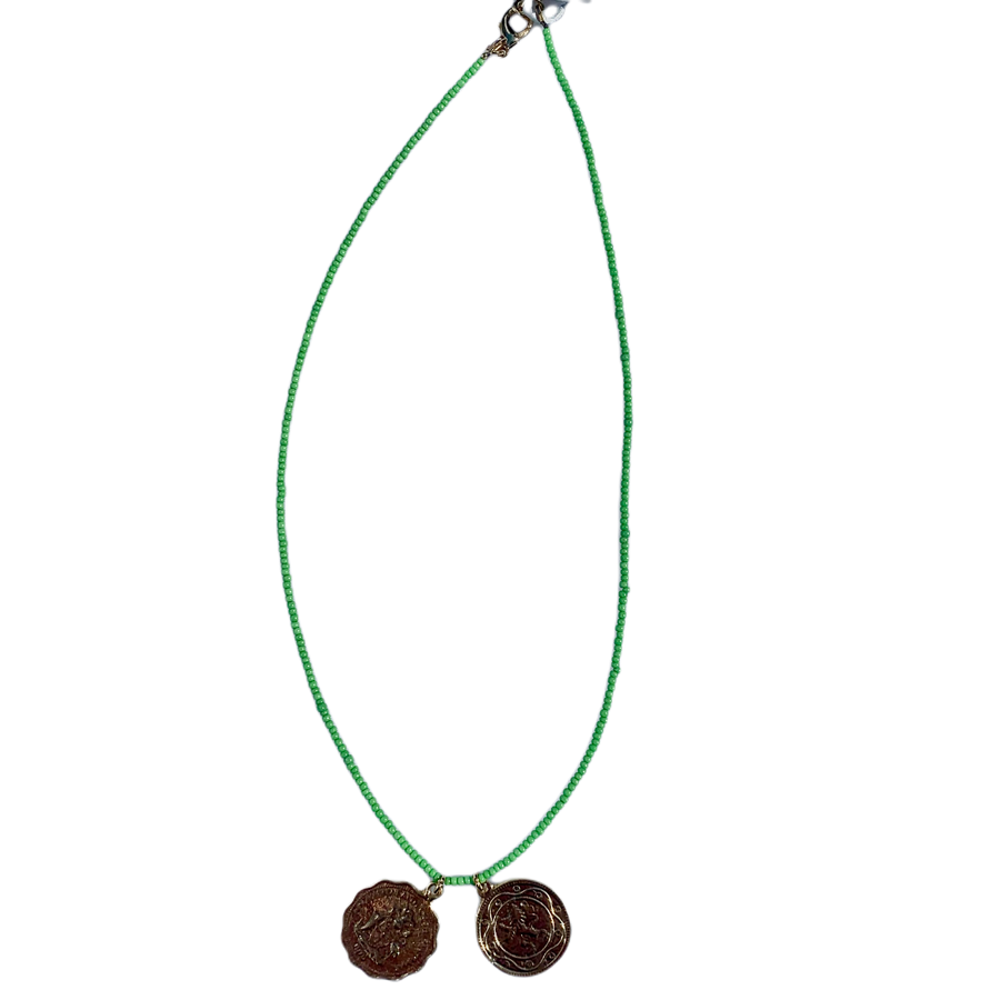 Summer Beaded Coin Necklace