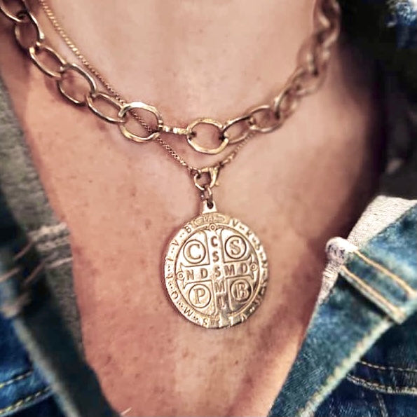 Benedictine Medal St Benedict Pendant Gold Saint Benedict Medal