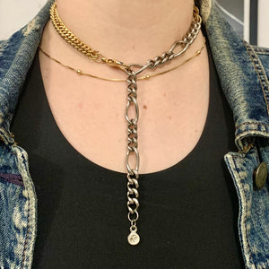 Contrasting Link Chains Bicolor  Necklace