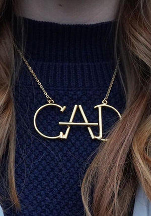 Monogram Necklace - Gold Letter Necklace for Women - Silver Letter Pendant - 3 Initial Necklace - Personalized Monogrammed Gift for Her