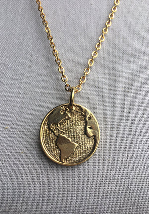 World Map Gold Pendant Necklace – Kalitara Clothing